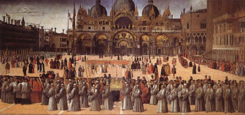 Giovanni Bellini Procession on the Piazza S. Marco Norge oil painting art
